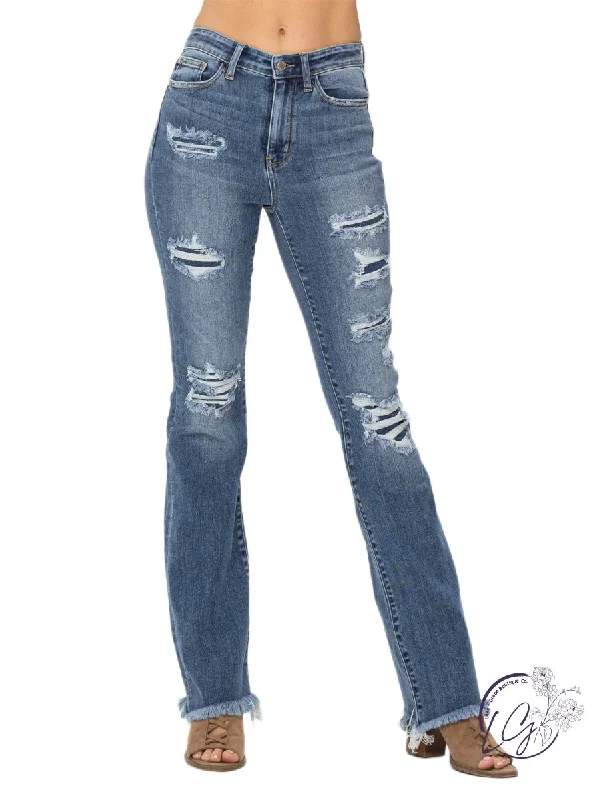 Winona Patched Bootcut Jeans By Judy Blue