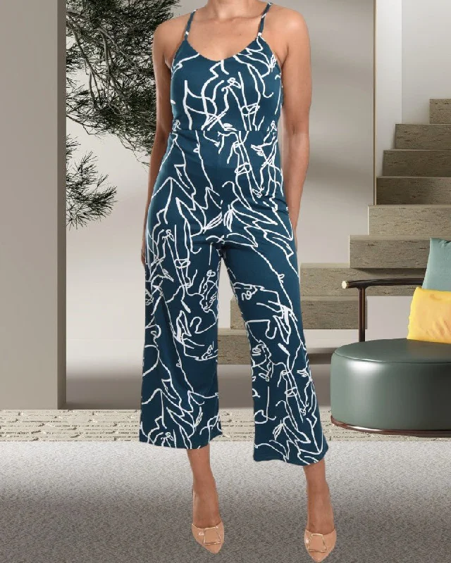 Graphic Print Green Jumpsuit