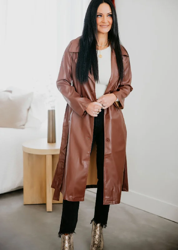 Norah Faux Leather Trench Coat