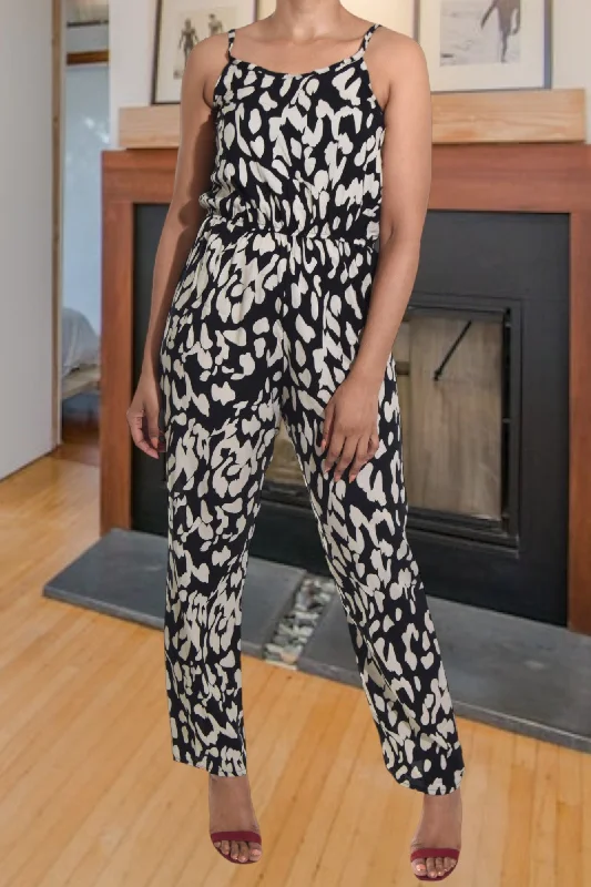 Black And Cream Strappy Jumpsuit