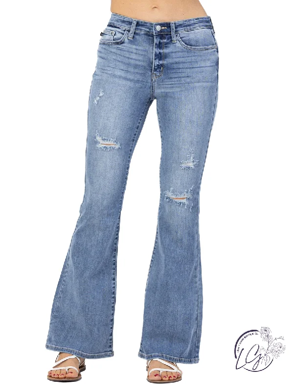 Spencer High-Rise Distressed Flare by Judy Blue