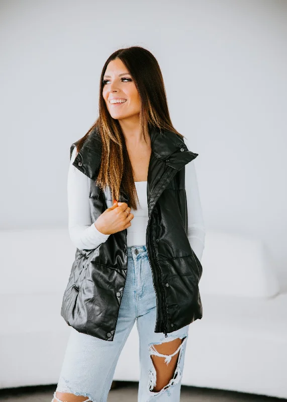 Franklyn Faux Leather Puffer Vest