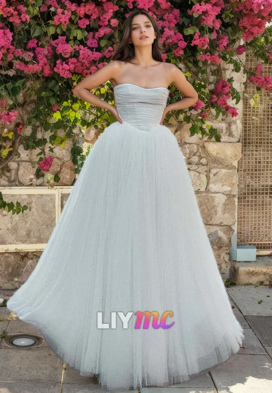 Sweetheart Sleeveless Tulle Ball Gown A-Line Wedding Dress