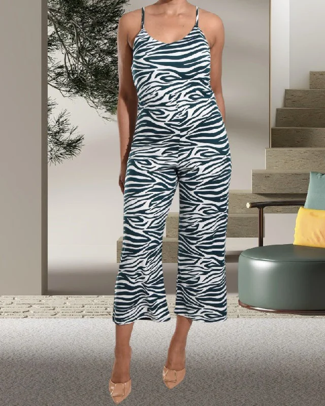 Animal Print Green Jumpsuit