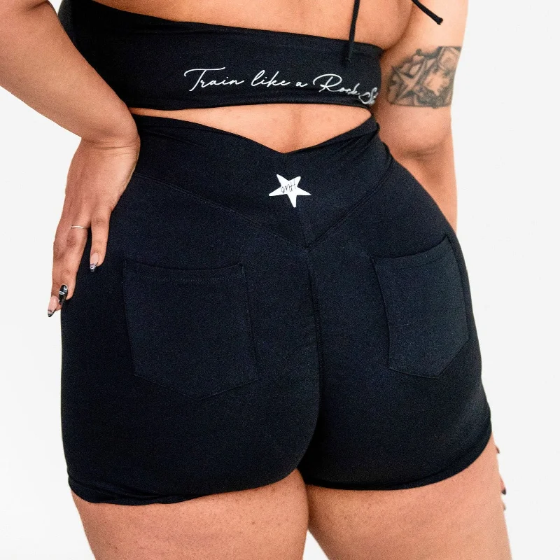 BLACK-ROCKSTAR '24- V-WAIST SCRUNCH SHORTS