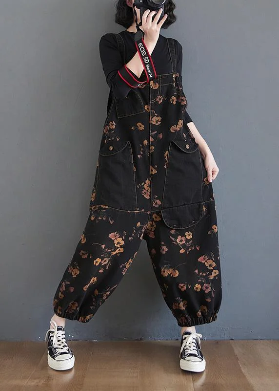 Beautiful Black Print High Waist Unique Spring Jumpsuit Pants ( Limited Stock)