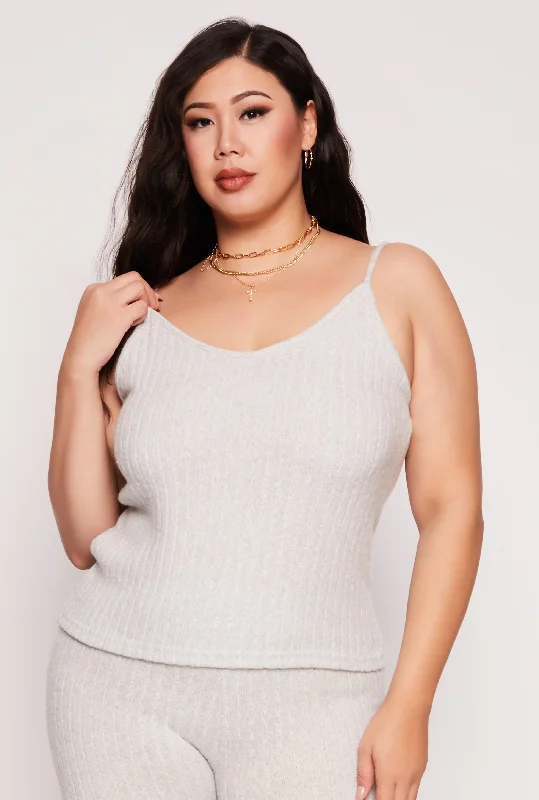 Plus Size Brushed Ribbed Knit Cami