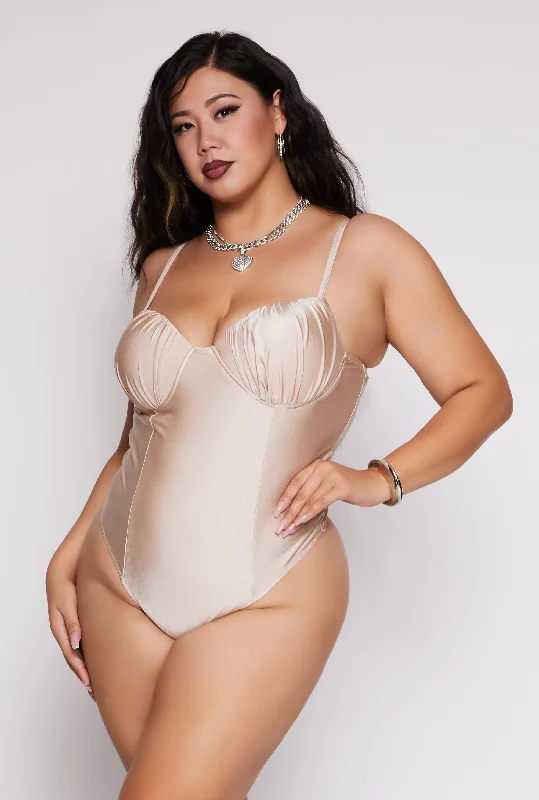 Plus Size Ruched Detail Bustier Bodysuit