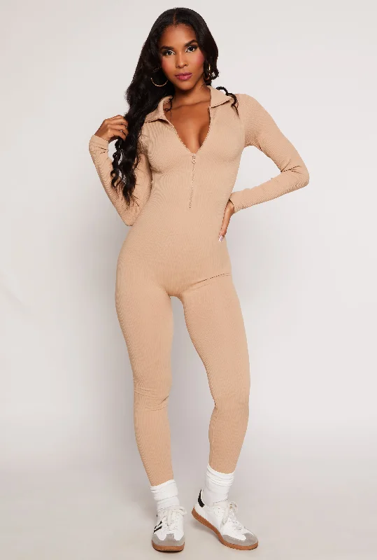 Seamless Collared Half Zip Catsuit