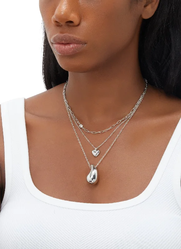 Metallic Teardrop Layered Necklace