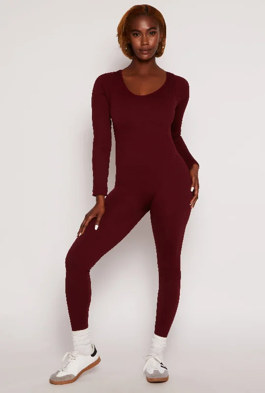 Seamless Ribbed Knit Scoop Neck Catsuit