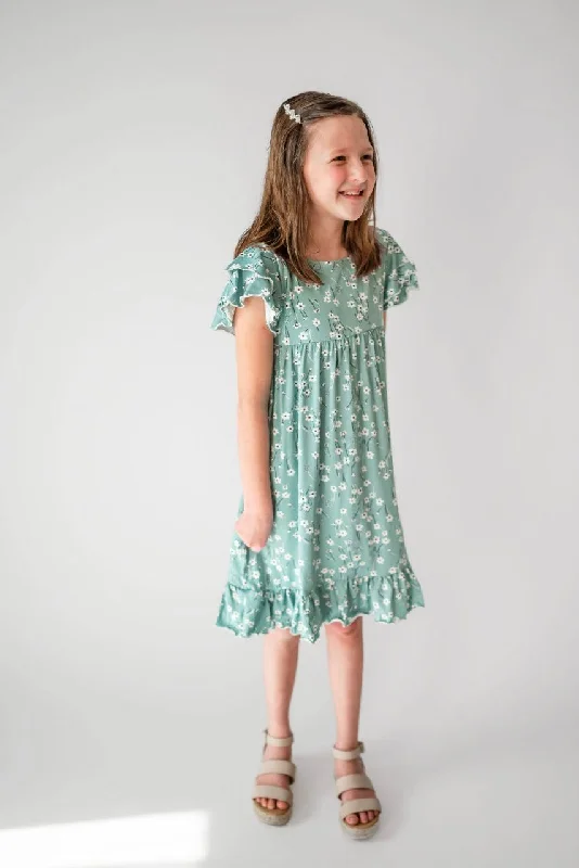 Millie Girls Blue Floral Dress - FINAL SALE