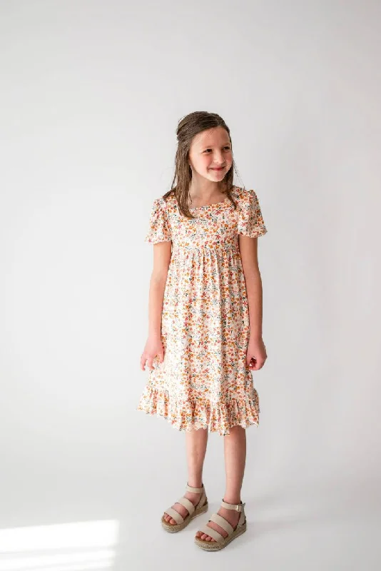 Millie Girl's Mauve Floral Dress - FINAL SALE