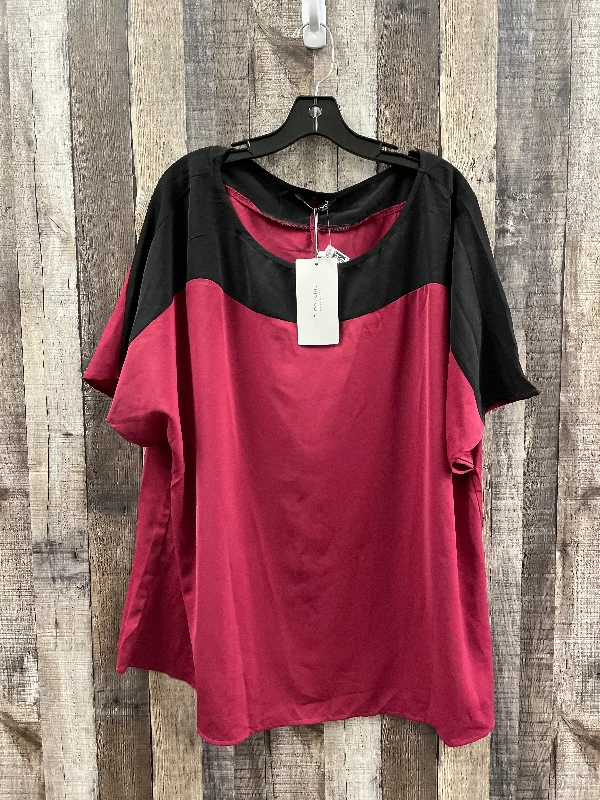 Top Short Sleeve By Cme In Black & Red, Size: 1x