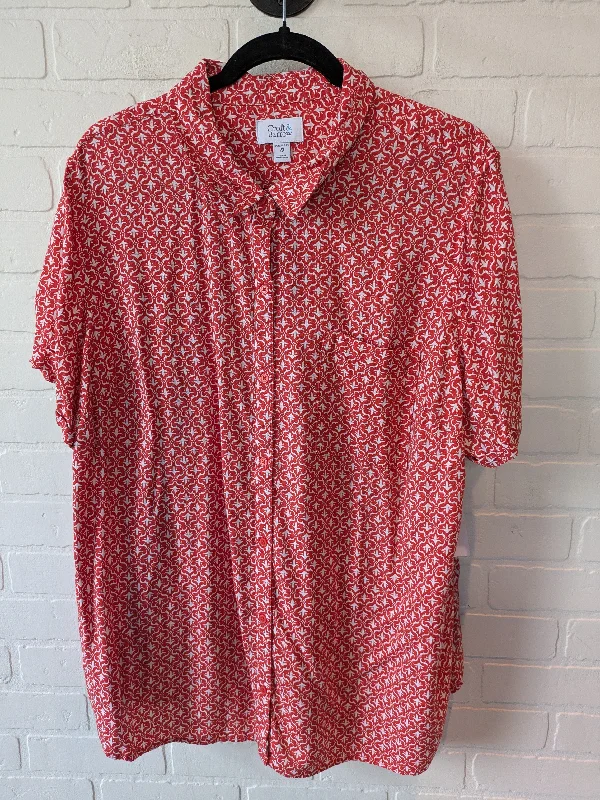 Top Short Sleeve By Croft And Barrow In Red & White, Size: 2x