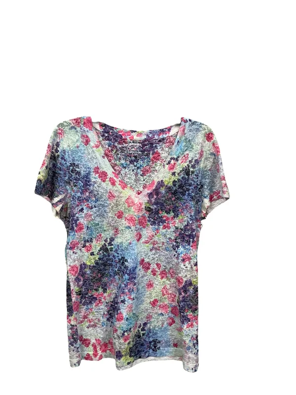 Top Short Sleeve By Exact Change In Floral Print, Size: M