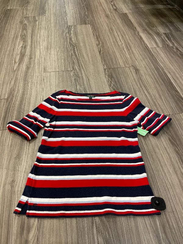 Top Short Sleeve By Lauren By Ralph Lauren In Striped Pattern, Size: L