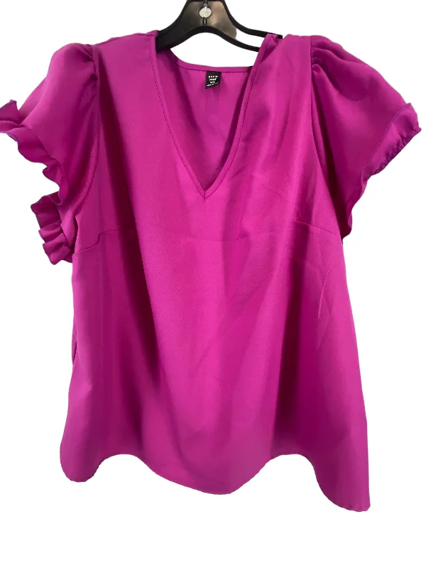 Top Short Sleeve By Shein In Purple, Size: 2x