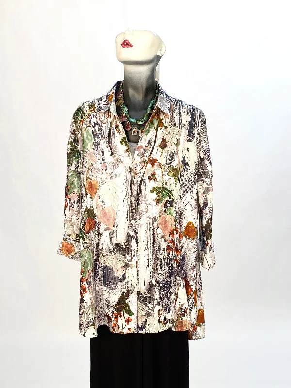 Tianello "Faith" Print Linen "Loving" Blouse