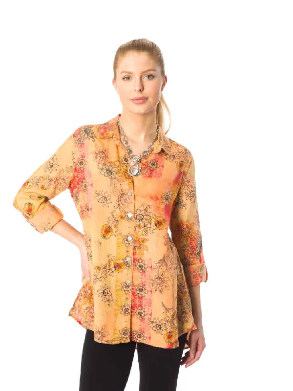 Tianello Mango Linen "Loving" Blouse