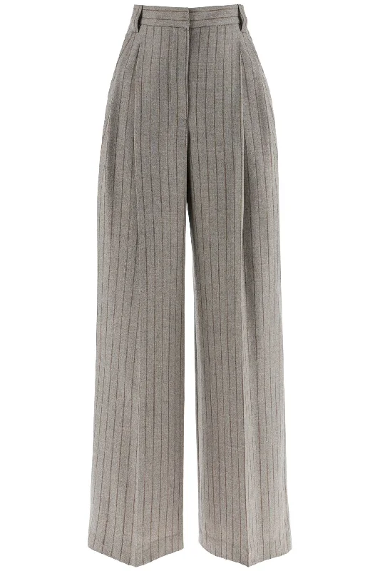 Brunello Cucinelli Women's Wide Virgin Wool Pinstripe Trousers