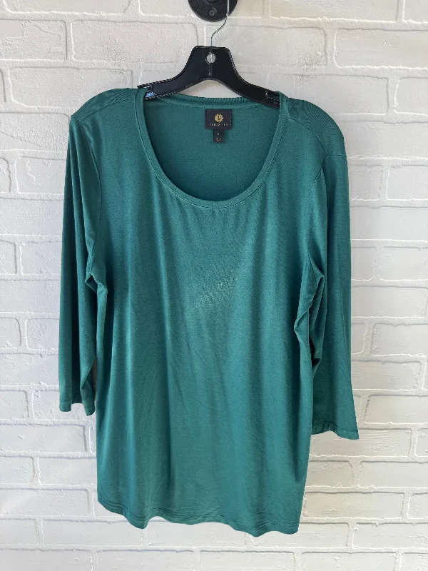 Top Long Sleeve Basic By Jm Collections In Green, Size: M