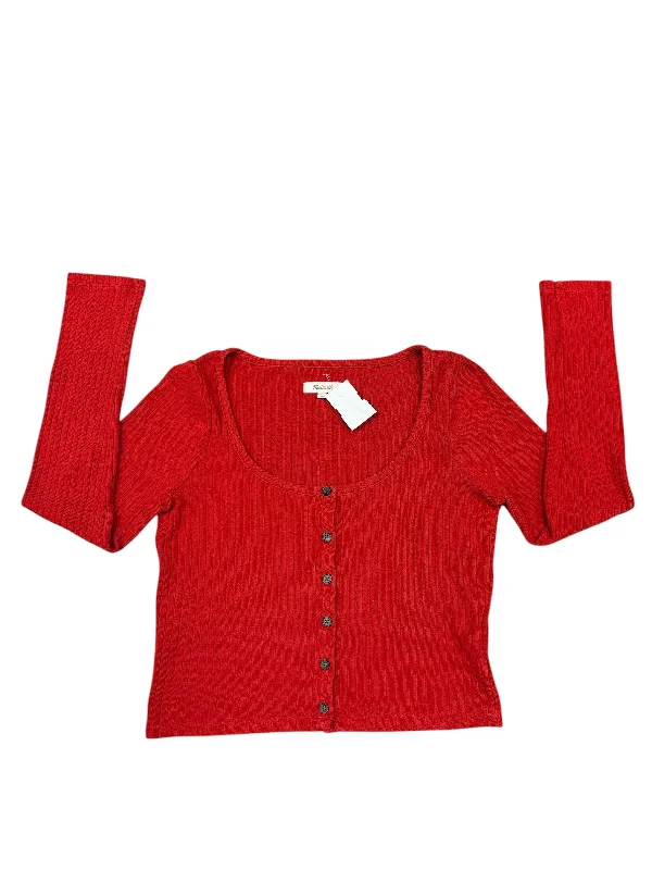 Top Long Sleeve Basic By Madewell In Red, Size: M