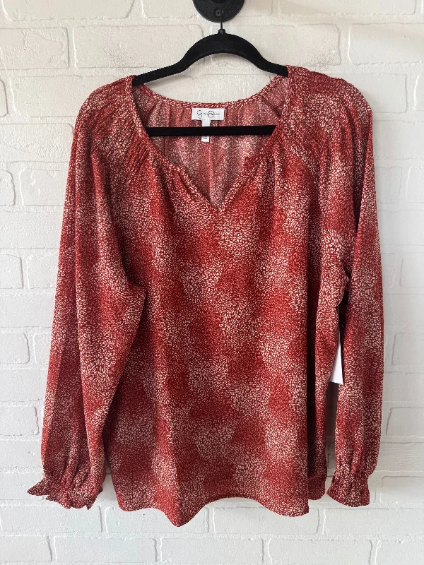 Top Long Sleeve By Jessica Simpson In Orange, Size: Xl