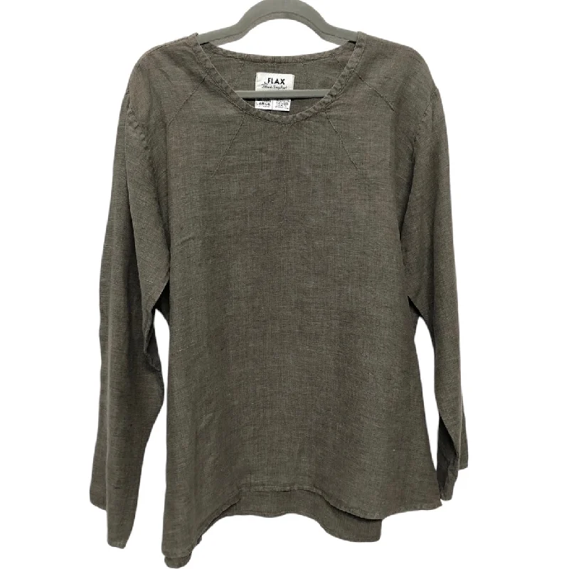 Tunic Long Sleeve By Flax In Grey, Size: L